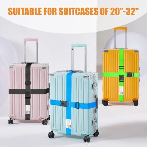 Luggage Straps 88 inch Adjustable Suitcase Belt, Lockable Against Accidental Opening, Easy to Identify Travel Accessories, Add a Bag Connector (Lucky Purple, 2)