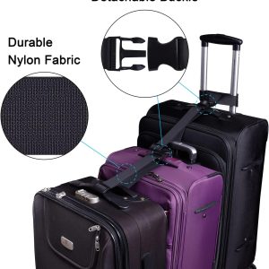 2 Pcs Add a Bag Luggage Strap, Heavy Duty Adjustable Suitcase Belt Travel Attachment Travel Accessories for Connecting Your Luggage Together - Black (T-Type and Normal)