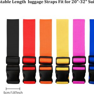 2 Pack Suitcase Straps, Bright Color Adjustable Luggage Belts,  Approved (Black)